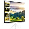 HOMCOM Telo Proiettore 120 Pollici 4K HD 4:3 con Treppiede Bianco