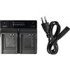 vhbw caricatore duale compatibile con Panasonic CGA-S008, CGA-S005, CGA-S005E, CGA-S005E/1B camera camcorder - Stazione di carica, spia di carica