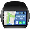 YUNTX [6GB+128GB] Android 15 Autoradio per Hyundai Tucson IX35(2010-2015)-[Incorporato Carplay/Android Auto/DSP/GPS]-IPS 2.5D 10.1 Touch Screen-CAM+MIC-DAB/Mirror Link/Bluetooth 5.0/WiFi/USB/4G