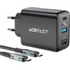 ACEFAST Wall Charger A17, 65W GaN + Kabel USB-C (Black)