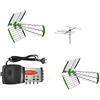 Offel + Teleco Kit antenna digitale terrestre DVBT 2 antenne UHF + 1 antenna VHF 4 elementi HD + centralino larga banda per interno,