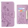 Ougger Custodia per ASUS Zenfone Go ZB500KL Cover, Fiore Farfalla Portafoglio PU Pelle Magnetico Stand Morbido Silicone Flip Protettivo Gomma Borsa Custodie con Slot per Schede (Viola Chiaro)