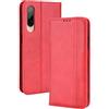 Dedux Portafoglio Custodia Cover per HTC Desire 22 PRO, Cover Biglietti Visita Pelle Retro con Chiusura Magnetica Premium Pu Flip. Rosso