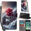 Haninsuze Cover per iPhone 7 Plus/iPhone 8 Plus Custodia Cover Pelle Libro Portafoglio con Porta Carte Magnetica Protezione Antiurto Cuoio Flip Case Custodia Cover per iPhone 7 Plus / 8 Plus, Rose