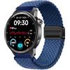 GIOPUEY Cinturini Compatibile con Realme Watch S2, Cinturino in Morbido Nylon Intrecciato [Unisex] [Traspirante] - Blue