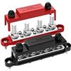 Sessleger 2 Pezzi 250A 12V Bus Bar Blocco di 'Alimentazione A Batteria Nero e Rosso 4 X 3/8 Post 6 X 8 Car Audio 12 Volt DC Busbar