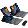 ZKAIAI Custodia Magnetica per iPad 9a/8a/7a Generazione 10,2 Pollici con Touchpad Tastiera e Bluetooth Mouse, Ruotabile a 360° e Supporto per Matita, QWERTY Staccabile Bluetooth Tastiera, Nero
