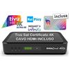 ANFEL Ricevitore 4K UHD HD Tivù sat Decoder digitale satellitare ad Alta Definizione 4K HD Tivùsat Certificato, Tessera Tivusat HD 4K inclusa, Uscite HDMI, anche per camper e barche, Cavo HDMI in DOTAZIONE