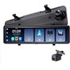 KANDUO Dash Cam 4K con specchio Carplay e Android Auto, Dash Cam anteriore e posteriore con funzione GPS Tracker WiFi, telecamera per specchietto retrovisore da 11 pollici con controllo vocale/chiamata