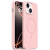 Mixroom - Custodia Cover Case per iPhone 14 Plus/iPhone 15 Plus in Tpu silicone liquido morbido compatibile con MagSafe con cerchio magnetico integrato Rosa C09