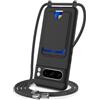 FMPCUON Cordino per Cellulare per Google Pixel 8 Pro con Porta Carte con Collana Regolabile Tracolla Silicone Liquido Case Custodia Cover,Nero