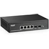 MokerLink Switch PoE a 4 porte 2.5G con slot 10G SFP+, 4 porte 2.5G Base-T compatibili con 10/100/1000Mbps, IEEE8023af/at PoE 78W, Metal Ungested Fanless Small Network Switch