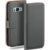 moex Custodia a libro per Samsung Galaxy S8, con scomparto per carte di credito, pieghevole a 360 gradi, in pelle PU, colore: grigio scuro