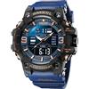 WeaShaemgLi Orologi sportivi da uomo con quadrante grande per esterni, orologio militare S-Shock impermeabile, retroilluminazione, sveglia, funzioni cronometro - Orologio da polso robusto per allenamento