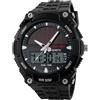 Dtaigou Orologio solare da uomo, a energia solare, multifunzionale, digitale, alla moda, con visualizzazione della data, per ragazzi, fitness, guida, lavoro, abbigliamento sportivo, Nero , Refer to