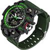 Gosasa Orologio analogico digitale in stile militare, quadrante grande 5,6 cm, resistente all'acqua fino a 50 m, doppio fuso orario, sveglia, retroilluminazione a LED, cronometro, cinturino in