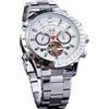 FORSINING Orologio meccanico da uomo Tourbillon a carica automatica, giorno data mese calendario completo, tachimetro luminoso orologi automatici multifunzionali, orologio da polso con cinturino in