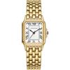 CHEETAH Orologi da donna in oro con cassa rettangolare vintage, diametro cassa 26 mm, numeri romani neri, cinturino in acciaio metallico, impermeabile fino a 3 atm, Oro bianco, Retro e alla moda