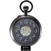 OGLE Orologio da taschino meccanico a carica automatica, impermeabile, con lente d'ingrandimento e lente d'ingrandimento, Cassa nera quadrante nero, 48mm