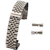 Generic YGUK0J 16/18/20/22mm compatibile con cinturino Jubilee in acciaio inossidabile massiccio compatibile con Rolex 12/13/14/17/19mm sostituzione cinturino piatto con estremità curva(Silver,14mm)