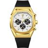 Poedagar Orologio da Uomo di Lusso Cronografo con Data, Cinturino in Silicone, Impermeabile, Luminoso, al Quarzo, Orologio Sportivo alla Moda per Uomini, Oro bianco