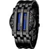 MASTOP Orologio digitale da uomo a matrice binaria, con LED blu, classico, creativo, alla moda, placcato nero
