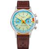 Seestern Sugess Cronografo Meccanico Acciaio Pelle Marrone Crema Azzurro Orologio Uomo