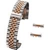 Generic YGUK0J 16/18/20/22mm compatibile con cinturino Jubilee in acciaio inossidabile massiccio compatibile con Rolex 12/13/14/17/19mm sostituzione cinturino piatto con estremità curva(Silver-RoseGold,12mm)