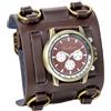 JewelryWe Orologio da Polso Uomo Ragazzi Quadrante Nero/Marrone Bracciale Marron/Nero in Pelle Larga Multi Stili