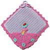 Generico Presina Lilla con Damina Rosa ad Uncinetto 19x20 cm, in Cotone, Protezione Calore Cucina, Idea Regalo Mamma e Nonna (55PRS)