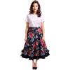 Susana Escribano Gonna Flamenca Professionale a Pois e Fiori per Donna, Lunga 80 cm - Abito Tradizionale Andaluso da Ballo Sevillana, Gonna Nera con Volant e Cintura Rossa - Ideale per Fiere, Romerías e Spettacoli