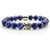 Generic Bracciale in sodalite braccialetto con perline blu testa di Buddha argento 8 mm in acciaio inossidabile (Budda)