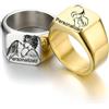 Ihanskio Anello con foto personalizzato Fascia quadrata larga per coppia Migliori amici Famiglia Modelli personalizzati Testo inciso Promessa Regalo di compleanno Acciaio al titanio 1PC