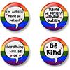 Generic Autism Badge Set, 4 Badges, Badge Packs, 32 mm, I am autistic Please be patient, Please be patient I have autism, Everything will be ok, Be kind (Rainbow)