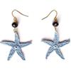 Meraki Studio Orecchini stella marina con cristalli di vetro, azzurro/dorato/nero, orecchini in pizzo/tessili, Gioielli all'uncinetto, Made in Italy, Bijoux da donna, Lavorazione Artigianale