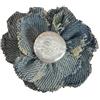 tizianat: gemstone, pearls and beads han spilla a fiore riciclo creativo stoffa cotone azzurro con perla coltivata bianca