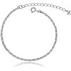 Meissa Catena a corda in argento 925 Chiusura aragosta per donne uomini Bracciale a strati d'oro fatto a mano Catena spessa Bracciale impilabile regolabile, Argento