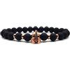 KARDINAL WEIST bracciale di onice con perlina da gladiatore, sparta - guerriero - troia - achille, gioielli per uomo e donna (XS, rosa)