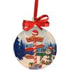 Faltec Pallina di Natale Personalizzabile in Legno, Decorazione Albero con Cartello Famiglia e Pupazzo di Neve, Rotondo, Addobbo Natalizio per Interni, Fatto a Mano