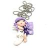 Handmade Collana Fatina kawaii con vestito viola e ali lilla con luna