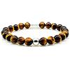 Handmade Bracciale in argento sterling 925 con occhio di tigre Bracciale con perle Classe A+ Perline in argento Argento/Oro placcato oro 18k 8 mm (Argento)