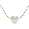 AVNIS Collana con cuore bianco opale Charm 14k Gold Filled cable-wire, lunghezza 16 +2 extender