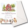 GioCandles Set 10 Inviti Personalizzati con Busta Tema Fattoria per Bambini 13x18 cm | Compleanno, Battesimo, Cresima, Comunione, Party Kit Mucca Gallina Capra Pecora