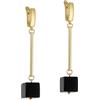 Generico Gold Black Onyx Long Earrings - Modern Geometric Jewelry with Clean Lines - Minimal Urban Style for Women Who Love Design Statement