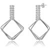 Meissa Orecchini geometrici con diamanti taglio baguette per donne Orecchini di tendenza in argento Sterling 925 Orecchini da sposa fatti a mano (Argento)