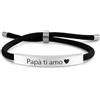 Generico Bracciale Uomo Personalizzato in Corda Nera e Acciaio Inossidabile - Incisione Personalizzabile con Nome, Frase o Dedica - Idea Regalo per Papà, Fidanzato, Amico