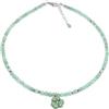 Silvia Creations And Co Collana Girocollo Donna con Perle di Avventurina Verde e Trifoglio | Perle di Pietra Naturale Avventurina Verde da 4 mm, Ciondolo Trifoglio Fatto a Mano, Componenti in Acciaio