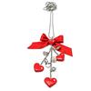 Generic Collana lunga con cuori rossi e charms