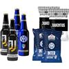 Bombeer PARTITA JUVENTU.S VS INTE.R 4 Bottiglie da 33cl + 4 Patatine da 25gr - 2 Bottiglie e 2 Patatine per Squadra - Birra Originale By Christian Vieri - Puro Malto Bottiglie di Vetro - Made in Italy