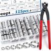 Seept 115 morsetti per tubi da 6-28,6 mm con pinze per orecchie, 10 misure, morsetti per tubi a crimpare per auto, casa, elettrodomestici, tubi, tubi del carburante con morsetti a crimpare a pinza